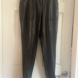 SPANX Black Faux Leather Joggers